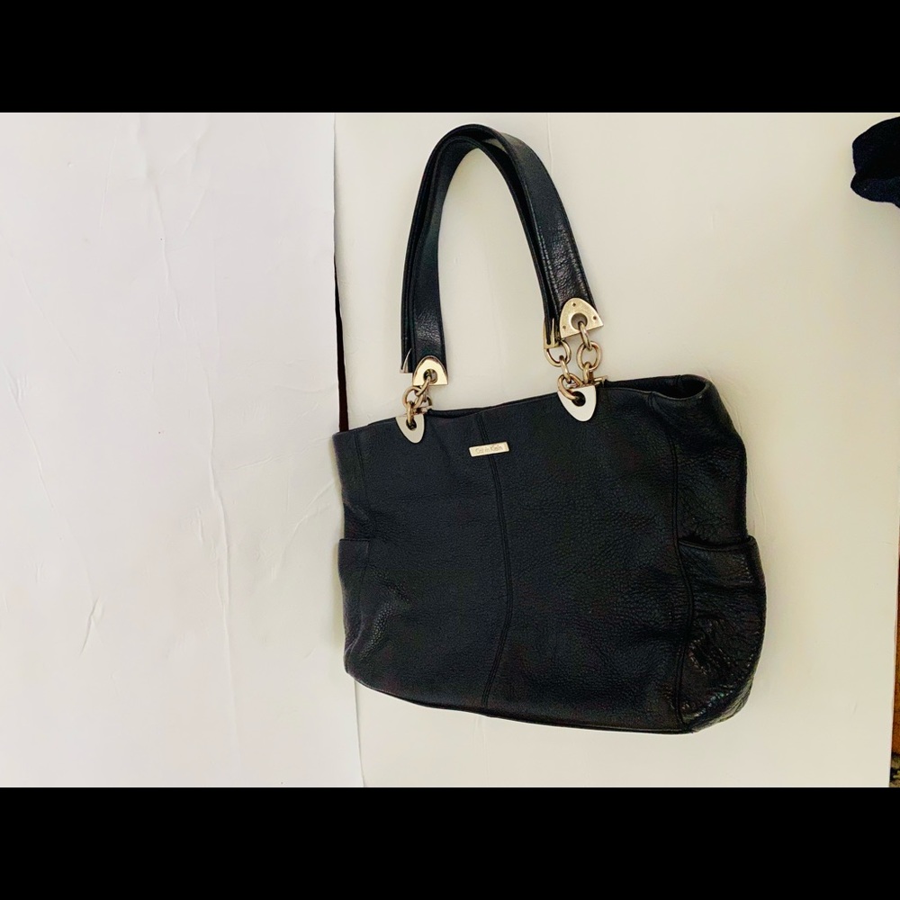 Calvin Klein black leather should bag